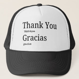 Tack Gracias Bilingual Lär engelska Keps