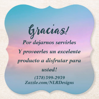 Tack Gracias Himmel Blue Rosa Redigera din egen Underlägg Papper