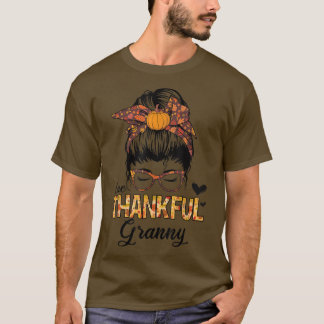 Tack, Granny Funny Messy Bun Fall Höst tack T Shirt