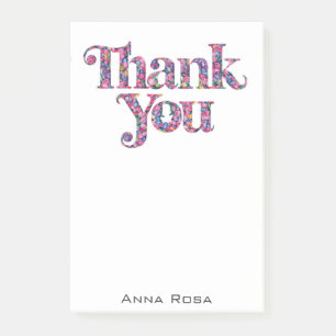 *~* Tack Gratitude Blommigt Manifestation AP85 Post-it Block