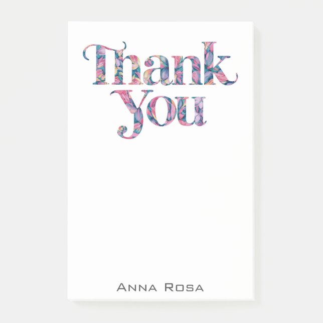 *~* Tack Gratitude Manifestation AP85-Blommigt Post-it Block (Framsida)