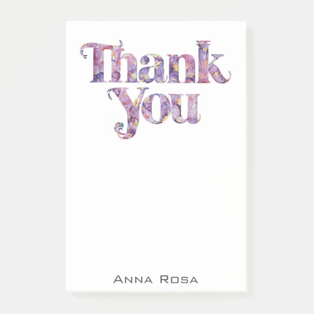 *~* Tack Gratitude Manifestation Blommigt AP85 Post-it Block (Framsida)