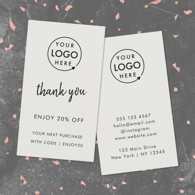 Tack | Grått Business Loyalty-Logotyp Rabattkort (Modern minimalist thank you discount cards by Guava - perfect for growing loyalty & repeat business)