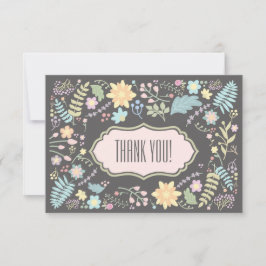 Tack Grått  Rosa Blommigt Bröllop-kort Kort