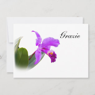 Tack, grazie, italienskt, orchid-kort anteckningskort