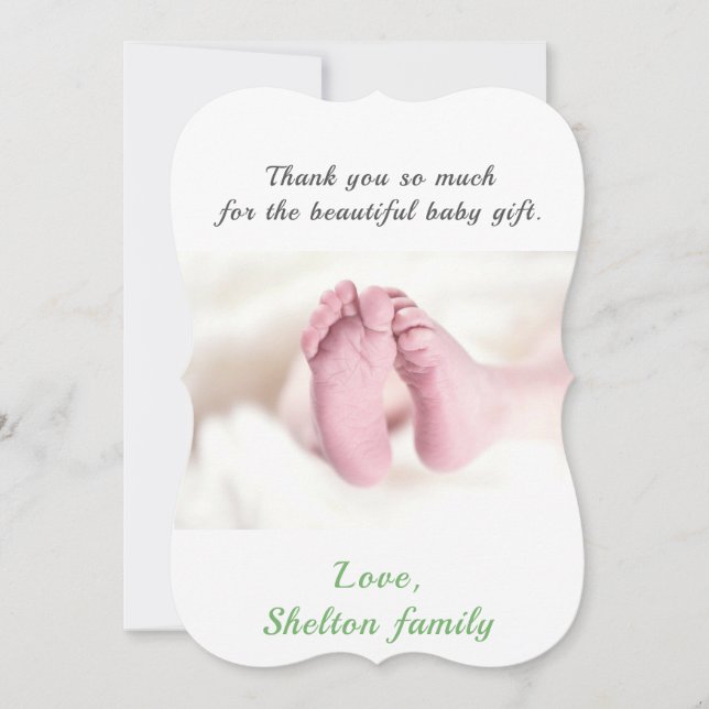 Tack Grön Baby Shower Foto Kort (Framsida)
