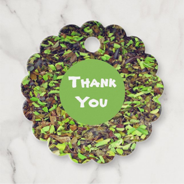 Tack Grönt Brun Löv - avskrivning Gåvor Etiketter (Framsida)