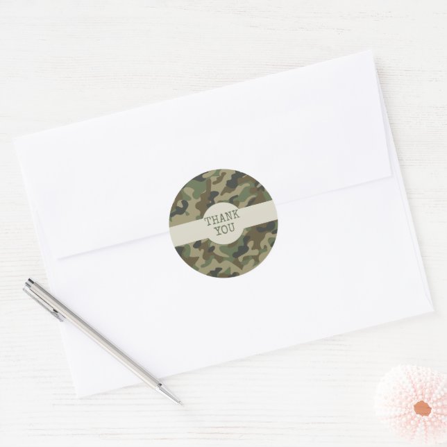 Tack Grönt Camouflage Runt Klistermärke (Kuvert)