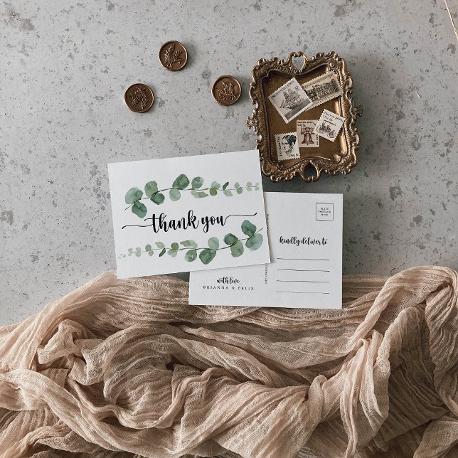 Tack Grönt Glädje Eukalyptus Postkort Vykort (Skapare uppladdad)