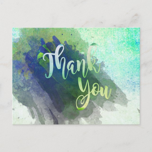 Tack Grönt Lime Watercolor Glitter Vykort (Framsida)
