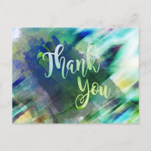 Tack Grönt Lime Watercolor Glitter Vykort