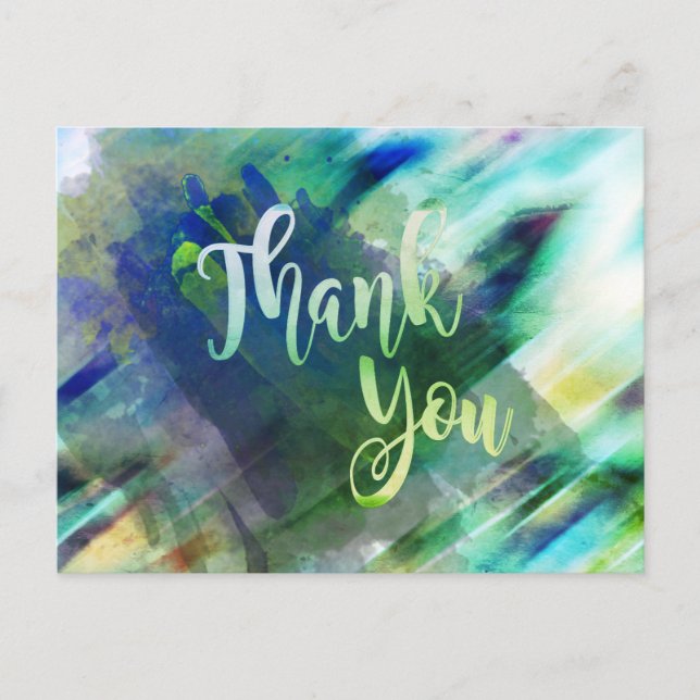 Tack Grönt Lime Watercolor Glitter Vykort (Framsida)