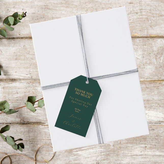 Tack Grönt och Guld fotobröllopsförmån Presentetikett (Skapare uppladdad)