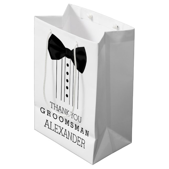 Tack Groomsman Black Bow Tie Tuxedo Shirt (Framsidan Vinklad)
