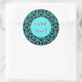 Tack Groovy Batik Turcos Flower Mönster Runt Klistermärke