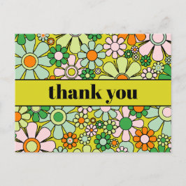 Tack - Groovy Retro Blommig Färgrik 60-70-tal Vykort