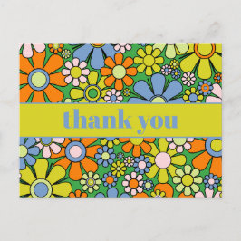 Tack Groovy Retro Blommig Färgrik 60-70-tal Vykort