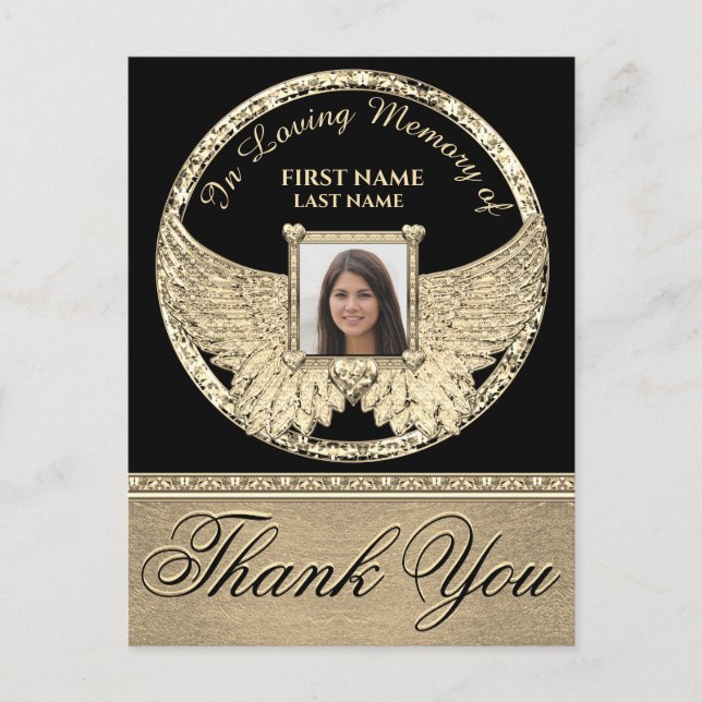 Tack Guld Änglavingar Vykort (Framsida)