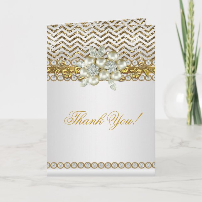 Tack Guld Chevron White Diamond Pearl (Framsida)