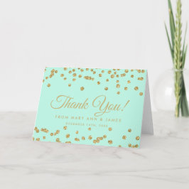 "Tack" Guld Faux Glitter Confetti Mint-Grönt Tack Kort