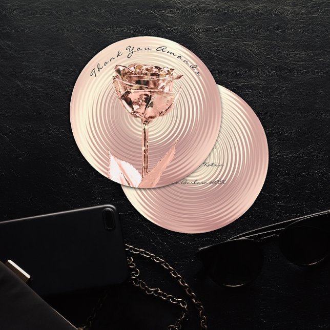 Tack Guld Flower Luxury Elegant Kort (Thank You Pink Rose Gold Flower Luxury Elegant)