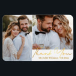 Tack,guld handskriver bröllop foton kollage magnet<br><div class="desc">foton från freepik.com elegant guld handskrift bröllop 2 foton kollage Tack magnet, anpassningsbar</div>