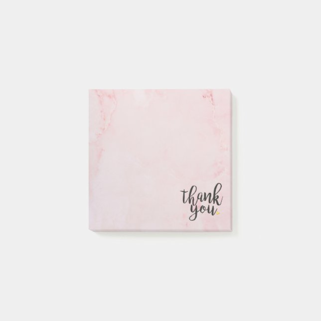 Tack Guld Kärlek Hjärtat Rosa Marmor Post-it Block (Framsida)