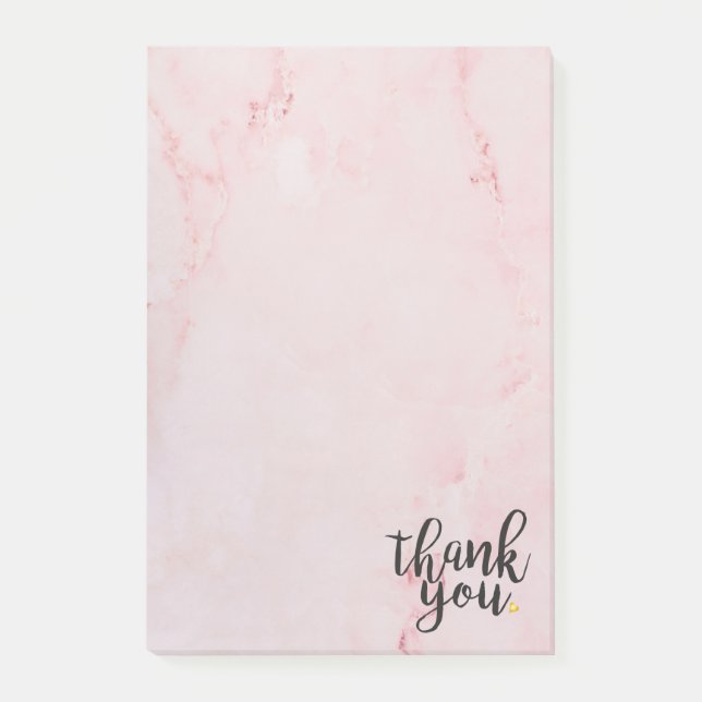 Tack Guld Kärlek Hjärtat Rosa Marmor Post-it Block (Framsida)