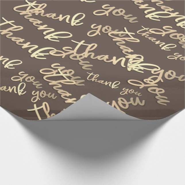 Tack Guld Script Brown Ivory Caligraphy Presentpapper (Hörn)