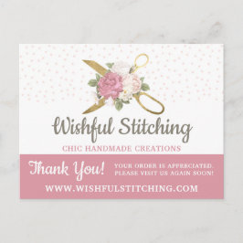 Tack Guld Sewing Scissors Shabby chic 4-Photo Vykort