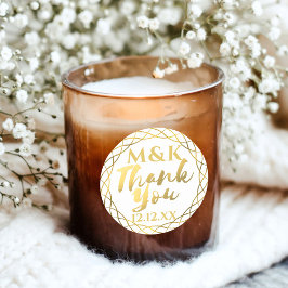 Tack Guldmonogram Bröllagspresent Klistermärke