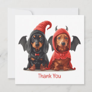 Tack Halloween Dachshund Hundar Djävulen Fladdermu Kort