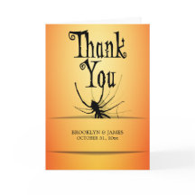 Tack Halloween-kort med orange spindel