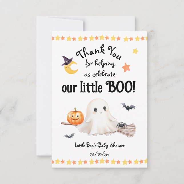 Tack Halloween Little Boo Baby Shower Kort (Framsida)