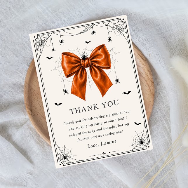 Tack Halloween Orange Bow-kort Kort (Skapare uppladdad)
