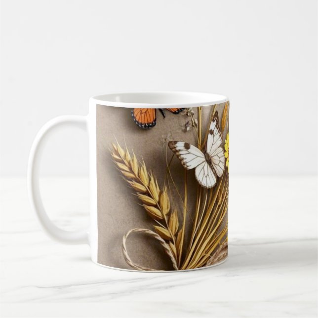 Tack, Hand plockade, vildblommor, vetestjälkar Kaffemugg (Vänster)