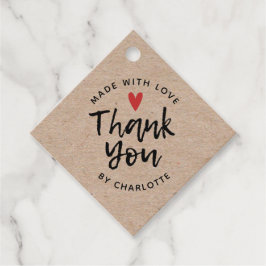 Tack handgjord med Kärlek Rustic Kraft Gåvor Etiketter