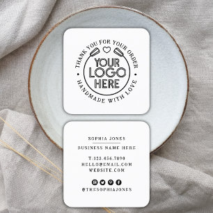 Tack   Handgjorda med Kärlek Business Logotyp Hear Fyrkantigt Visitkort