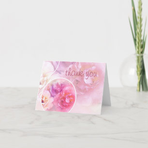 Tack Handskrift Text Watercolor Rosor Elite Kort