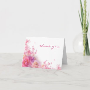 Tack Handskrift Vattenfärg Blommor Elegant Kort