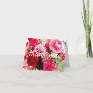 Tack Handskrift Vattenfärg Rosor Blommor Kort