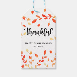 Tack, Happy thanksgiving Elegant Höst löv Presentetikett