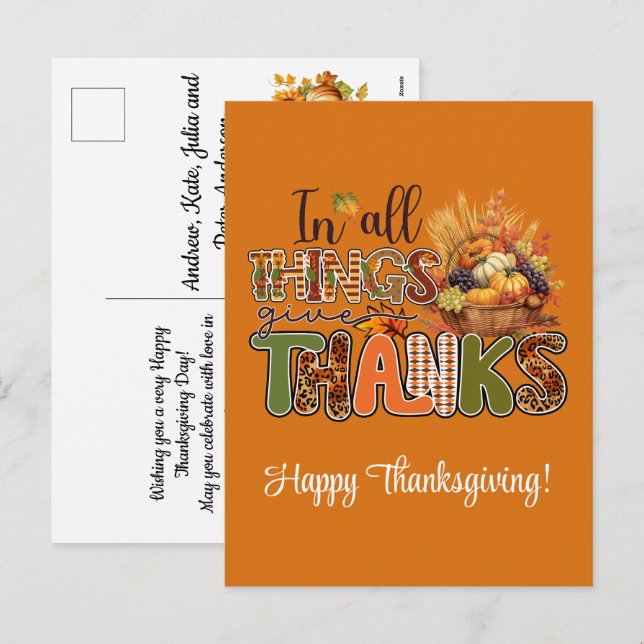 Tack Happy thanksgiving i Sak Ge Helg Vykort (Fram/baksida)