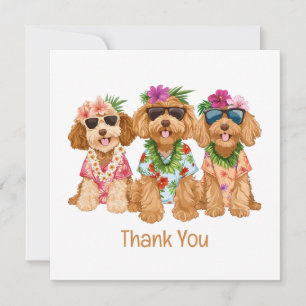 Tack Hawaiiansk Goldendoodle Hundar Blomster Lei Kort