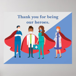 Tack Healthcare Workers Hero Doktor Nurse Poster