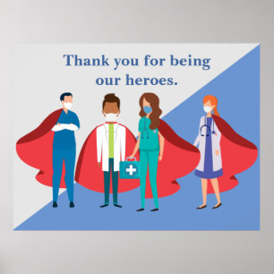 Tack Healthcare Workers Hero Doktor Nurse Poster
