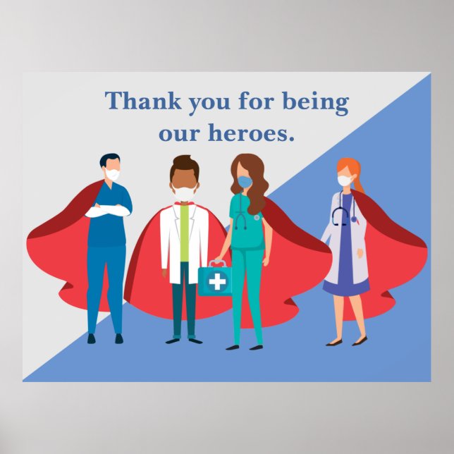 Tack Healthcare Workers Hero Doktor Nurse Poster (Framsidan)