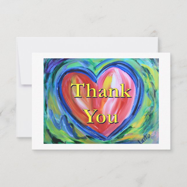 Tack Heart Art Note Card Kort (Framsida)