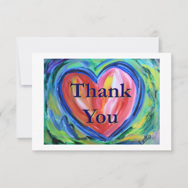 Tack Heart Art Note Card Kort (Framsida)
