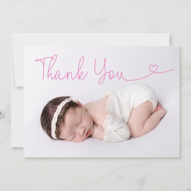 Tack Heart Baby Photo Birth Notice Kort (Framsida)